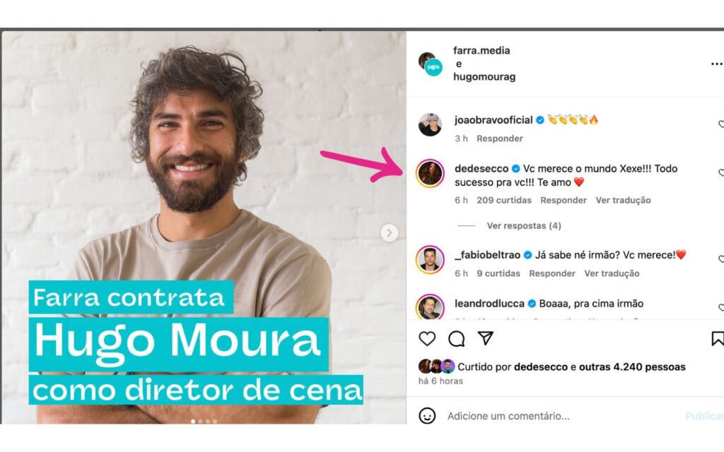Deborah Secco celebra sucesso de Hugo Moura, seu ex-marido