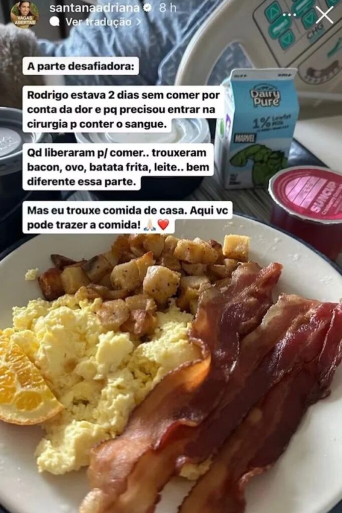 Adriana comenta a alimentação de Rodrigão