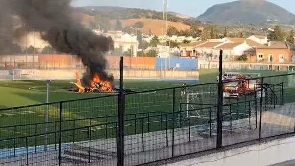 Fotos: helicóptero pega fogo em estádio durante resgate de paciente; 5 pessoas morreram