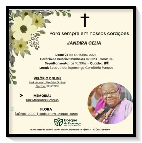Luto na música brasileira: aos 85 anos, falece a Rainha do samba, Dona Jandira, em Minas Gerais