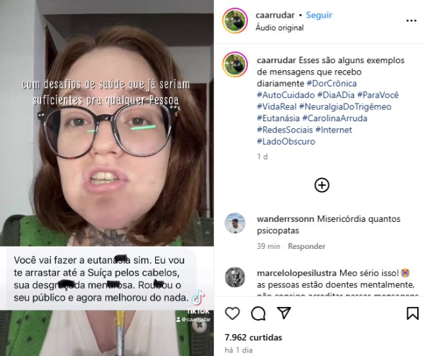 Jovem que sofre permanentemente com a ‘pior dor do mundo’ é atacada com ameaças nas redes sociais