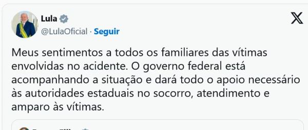 Vídeo: ônibus escolar cai em ribanceira, deixando 17 falecidos e 28 feridos; presidente Lula divulga nota