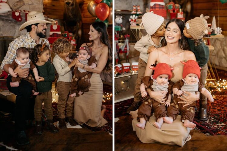 Sorocaba e Biah Rodrigues com os filhos