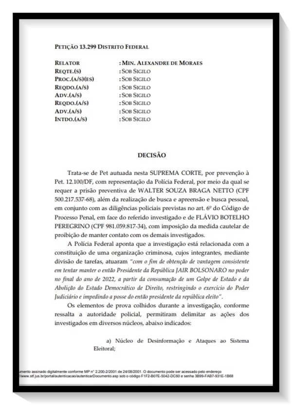 Essa foi a justificativa de Alexandre de Moraes para mandar prender Braga Netto