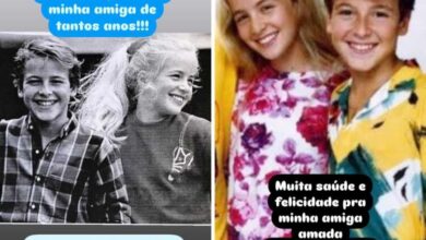 fotomontagem de stories de rodrigo faro parabenizando angélica pelo aniversário