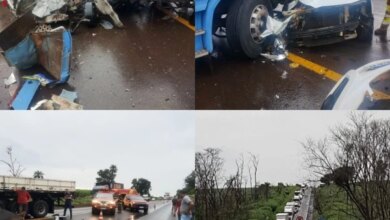 Acidente gravíssimo entre caminhão e um carro deixa um morto em rodovia; fotos impressionam