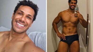Amaury Lorenzo sem camisa e de sunga