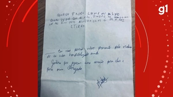 Internado, menino que comeu bolo escreve carta e fala da mãe e avó que faleceram: ‘Gostaria que…’