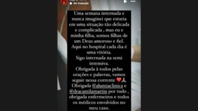 stories de lexa atualizando estado de saúde em internação por pré-eclâmpsia