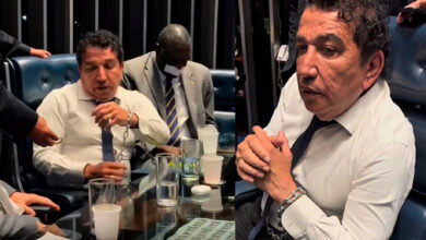 Magno Malta se acorrenta no plenário do Senado: ‘Não sairemos desse lugar’
