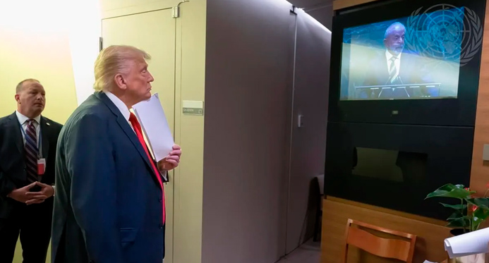 ONU divulga foto de Trump assistindo Lula discursar na Assembleia Geral